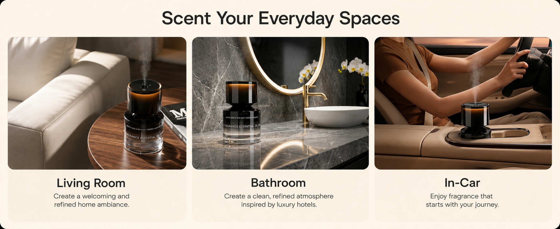 Perfume bottle aroma diffuser used in living room, bathroom and car